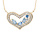 Collier en vermeil pendentif coeur empierr de navettes bleues et le contour d'oxydes blancs sertis  - 40+5cm
