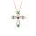 Collier en vermeil pendentif croix oxydes blancs sertis et pierres synthtiques bleues et vertes  - 40+5cm