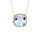 Collier en vermeil massif pendentif carr pierre naturelle topaze bleue contour d'oxydes blancs sertis  - 40+5cm