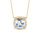 Collier en vermeil pendentif rectangulaire topaze bleue contour oxydes blancs sertis - 40+5cm