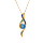 Collier en vermeil pendentif 2 rails oxydes bleus et verts et oxyde central bleu  - 42+3cm