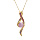 Collier en vermeil pendentif 2 rails oxydes roses et violets et oxyde central rose  - 42+3cm
