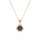 Collier en vermeil pendentif 5mm fleur oxydes bleu fonc et blancs sertis - 42+3cm