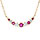 Collier en vermeil arrondi d'oxydes blancs et fushia sertis - 42+3cm