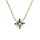 Collier en vermeil fleur d'oxydes blancs et vert sertis - 42+3cm
