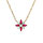 Collier en vermeil fleur d'oxydes blancs et fushia sertis - 42+3cm