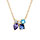 Collier en vermeil 5 oxydes bleus et blanc sertis - 42+3cm
