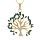 Collier en vermeil massif dor pendentif arbre de vie oxydes blancs et verts sertis  - 40+5cm