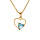 Collier en vermeil pendentif coeur avec un oxyde bleu ciel serti  - 42+3cm