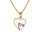 Collier en vermeil pendentif coeur avec un oxyde rose serti  - 42+3cm