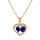 Collier en vermeil chane avec pendentif coeur de Saphirs vritables et contour de Topazes blanches serties 42+3cm