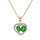 Collier en vermeil chane avec pendentif coeur d'Emeraudes vritables et contour de Topazes blanches serties 42+3cm