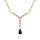 Collier en vermeil forme Y avec un oxyde bleu central et d'oxydes blancs sertis - 42+3cm