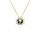 Collier en vermeil pendentif fleur oxyde vert et contour d'oxydes blancs  - 42+3cm