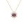 Collier en vermeil pendentif fleur oxyde rose  et contour d'oxydes blancs  - 42+3cm