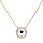 Collier en vermeil chane avec pendentif anneau cercl d'oxydes blancs et coeur Saphir vritable 42+3cm