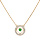 Collier en vermeil chane avec pendentif anneau cercl d'oxydes blancs et coeur Emeraude vritable 42+3cm