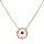 Collier en vermeil chane avec pendentif anneau cercl d'oxydes blancs et coeur Rubis vritable 42+3cm