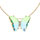 Collier en vermeil papillon 20x15mm verre dgrad bleu vert et orn d'oxydes blancs sertis - 42+3cm