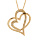 Collier en vermeil chane boules pendentif double coeur entremel petites pierres blanches   - 43+3cm