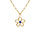 Collier en vermeil pendentif fleur ajoure centre oxyde bleu - 39+4cm