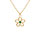 Collier en vermeil pendentif fleur ajoure centre oxyde vert - 39+4cm