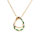 Collier en vermeil pendentif goutte orne d'oxydes verts et blancs sertis - 40+2+2cm