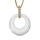 Collier en vermeil pendentif cercle cramique blanche barrette d'oxydes blancs sertis  - 42+3cm