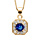 Collier en vermeil pendentif carre oxydes sertis blancs pierre centrale bleue -  42+3cm