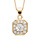 Collier en vermeil pendentif carre oxydes sertis blancs pierre centrale blanches  - 42+3cm