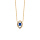 Collier en vermeil pendentif forme ovale verre bleu fonc entourage oxydes blancs sertis - 40+4cm