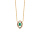 Collier en vermeil pendentif forme ovale verre vert entourage oxydes blancs sertis  - 40+4cm