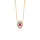 Collier en vermeil pendentif  forme ovale verre fushia entourage oxydes blancs sertis  - 40+4cm