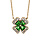 Collier en vermeil chane avec trfle et pierre verte entourage oxydes blancs sertis 40+4cm