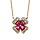 Collier en vermeil chane avec trfle et pierre rouge entourage oxydes blancs sertis 40+4cm
