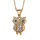Collier en vermeil pendentif chouette pare d'oxydes blancs  - sertis 42+3cm