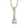 Collier en vermeil pendant trois oxydes blancs sertis 2 forme goutte  - 42+4cm