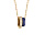 Collier en vermeil pendentif double anneau un en  céramique bleu marine et l'autre entouré d'oxydes blancs sertis  - 40+5cm