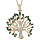 Collier en vermeil massif pendentif arbre de vie oxydes blancs et verts sertis -  40+5cm