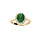 Bague en vermeil avec pierre centrale verte et contour d'oxydes blancs sertis