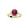 Bague en vermeil avec pierre centrale rouge et contour d' oxydes blancs sertis