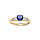Bague en vermeil grand diamtre oxyde bleu serti 4 griffeset sertissage d'oxydes blancs sur 1/2 anneau