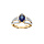 Bague en vermeil avec oxyde central bleu et trois rails d'oxydes blancs sertis