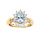 Bague en vermeil massif pierre naturelle ovale topaze bleue entoure d'oxydes blancs sertis