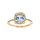 Bague en vermeil massif topaze vritable carre bleue avec contour d'oxydes blancs sertis et sur 1/2 anneau