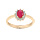 Bague en vermeil fleur de Rubis vritable et contour Topazes blanches serties