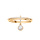 Bague en vermeil double anneau un lisse et un rail d'oxydes blancs sertis avec pampille d'oxydes blancs sertis