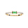 Bague en vermeil demi rail d'oxydes blancs et un oxyde vert central