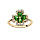 Bague en vermeil motif trfle et pierres vertes entourage oxydes blancs sertis
