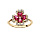 Bague en vermeil motif trfle et pierres rouges entourage oxydes blancs sertis